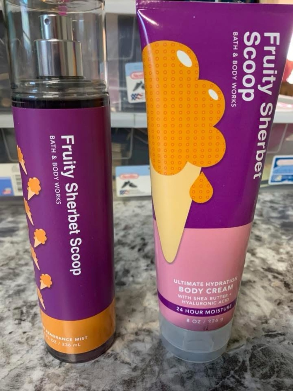 Bath & Body Works Fruity Sherbet Scoop Fragrance Mist and Body Cream FULL SIZE